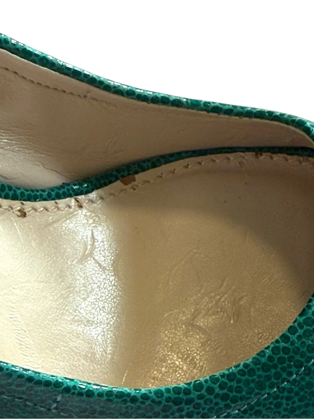 Vince Camuto Emerald Green Embossed Leather Peep Toe Wedge Heels 6.5M
